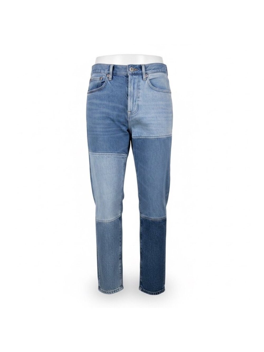 Pacsun Mens Blue Denim Patchwork Slim Taper Jeans Cotton Casual Size 30x30